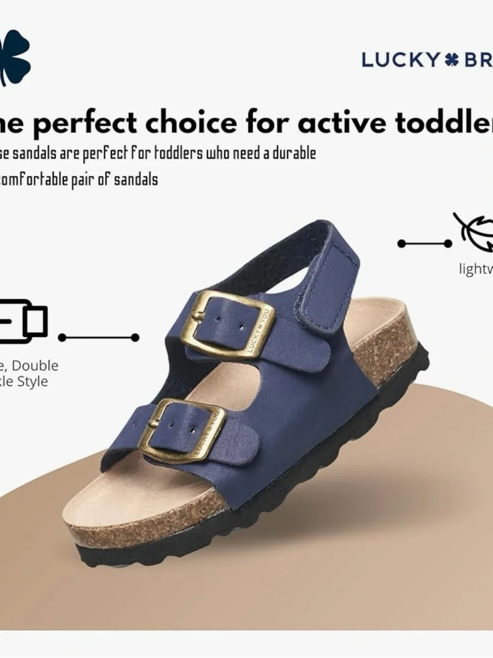 Lucky Brand Toddler Unisex Blanc Double Strap Navy Blue Casual Sandal size 8